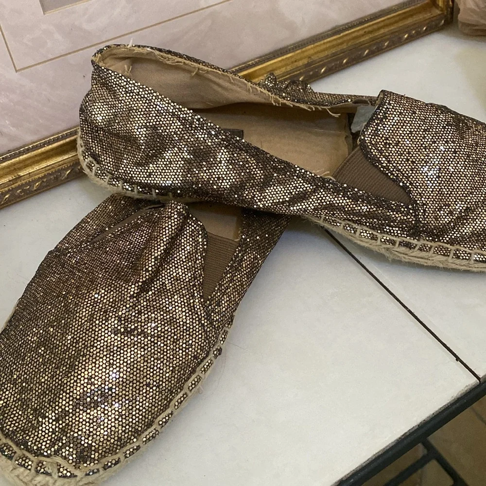 Bling bling copper gold sparkle espadrilles comfy shoes